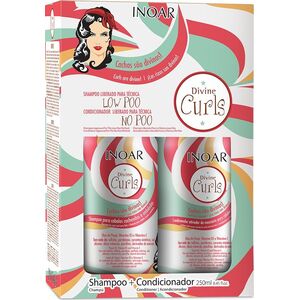 Inoar Garbanotų plaukų priežiūros rinkinys INOAR Divine Curls Duo Kit: šampūnas 250 ml + kondicionierius 250 ml