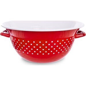 Orion Miska emaliowana retro CZERWONA W GROCHY 26 cm