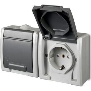 Elektro-Plast AQUANT Gniazdo podwójne 2x2P+Z schuko szare IP55 1245-10