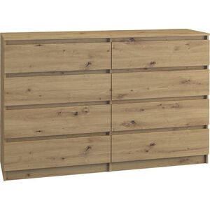 Topeshop DUŻA KOMODA MALWA M8 140CM DĄB ARTISAN 8 SZUFLAD