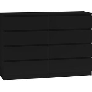 Topeshop KOMODA MALWA 8 SZUFLAD 140 CZERŃ