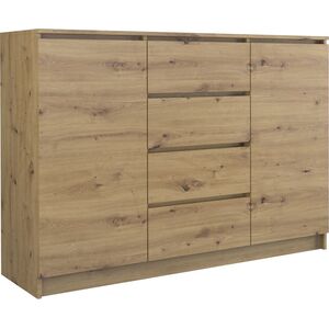 Topeshop komoda 2D4S 120cm dąb Artisan, drzwi szuflady (2D4S ARTISAN KPL)