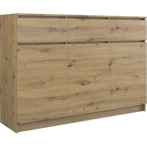 Topeshop KOMODA SZAFKA 3D3S 120CM DĄB ARTISAN DRZWI SZUFLADY