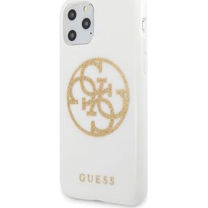 Guess Guess GUHCN65TPUWHGLG iPhone 11 Pro Max biały/white hard case Glitter 4G Circle Logo