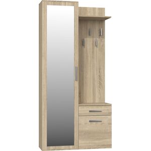 Topeshop GARDEROBA DUO SZAFA LUSTRO WIESZAK DĄB SONOMA