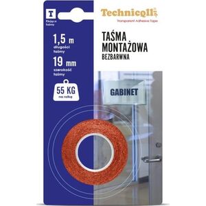 Technicqll Technicqll - Taśma montażowa bezbarwna 1,2mx19mm uniwersalny