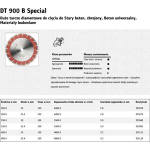 Klingspor KLINGSPOR TARCZA DIAMENTOWA SEGMENTOWA 350mm x 3,0mm x 25,4mm DT900B K325081