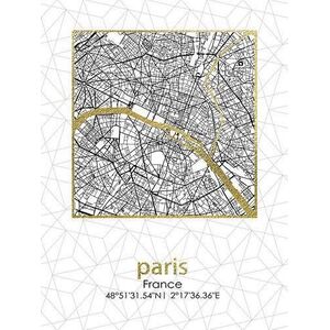 Affek Design Obraz Plan Miasta Paris 45x60x1,8 cm