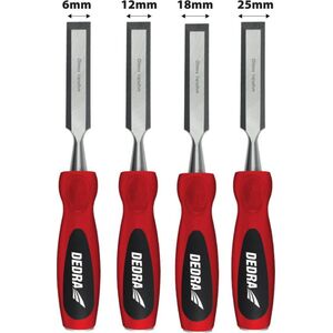 Dedra Zestaw dłut 4szt:6,12,18,25mm, stal CrV, dwumat.uchwyt