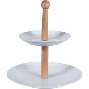 ASJ Commerce Dwupoziomowa porcelanowa patera na ciasto owoce 27 cm