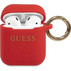 Guess Etui ochronne GUACCSILGLRE Silicone Glitter do AirPods 1/2 czerwone