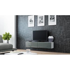 Cama Meble Szafka RTV VIGO '140' 30/140/40 biały/ szary połysk