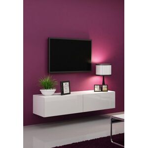 Cama Meble Szafka RTV VIGO '140' 30/140/40 biały/biały połysk