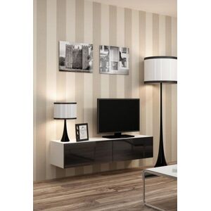 Cama Meble Szafka RTV VIGO '140' 30/140/40 biały/czarny połysk