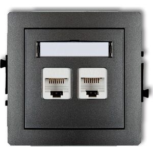 Karlik DECO Gniazda komputerowe podwójne 2xRJ45, kat. 6, 8-stykowy czarny mat 12DGK-4