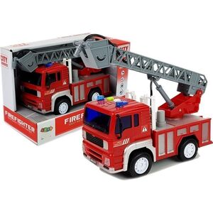 Wóz Strażacki z Naciągiem, Drabiną, Czerwony 1:20 z Dźwiękiem LEAN Toys