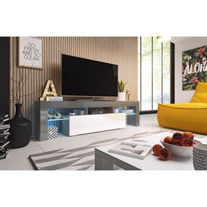 Cama Meble Szafka RTV TORO 158 szary/ biały połysk