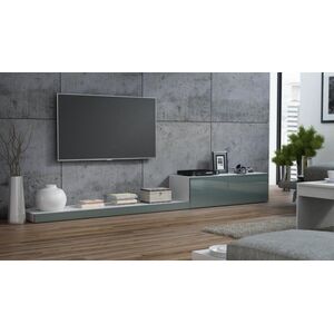 Cama Meble Szafka RTV LIFE 300/42/35 biały/ szary połysk