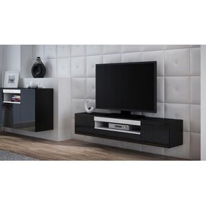 Cama Meble Szafka RTV VIVA 180 czarny/ czarny połysk+ biały