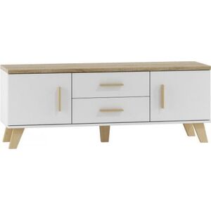 Cama Meble RTV LOTTA 140 2D2S biały+ dąb sonoma