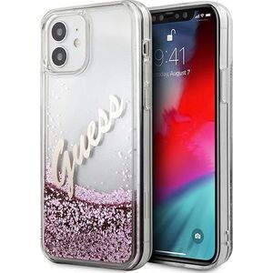 Guess Etui Guess GUHCP12SGLVSPI Apple iPhone 12 mini różowy/pink hardcase Glitter Vintage Script