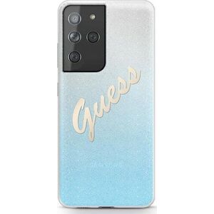 Guess Etui Guess GUHCS21LPCUGLSBL Samsung Galaxy S21 Ultra niebieski/blue hardcase Glitter Gradient Script