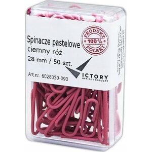 Victory Office Product SPINACZE BIUROWE VICTORY OFFICE 28MM 50 SZT. OKRĄGŁE PASTELOWE CIEMNORÓŻOWE POJEMNIK PLASTIKOWY