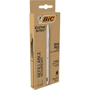 Bic Długopis Cristal Re'new Metal czarny + 2 wkłady (405478)