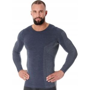 Brubeck LS11600 Koszulka męska z długim rękawem COMFORT WOOL ciemny jeans XL