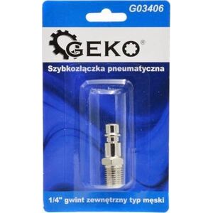 Geko SZYBKOZŁĄCZKA PNEUMATYCZNA TYP MĘSKI 1/4" GWINT ZEWNĘTRZNY (BLISTER) (10/100) G03406 GEKO