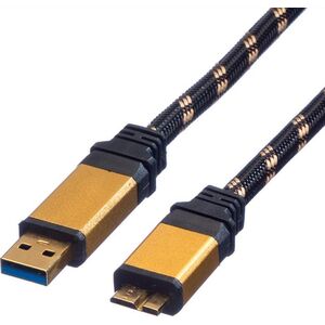 Kabel USB Roline USB-A - micro-B 0.8 m Czarno-złoty (JAB-1944110)