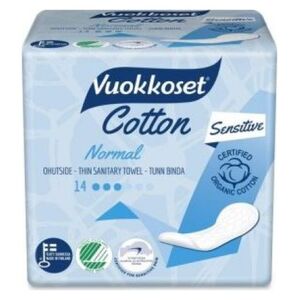 Vuokkoset Vuokkoset, COTTON, Podpaski bez Skrzydełek Normal Sensitive, 14 szt.