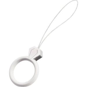 Hurtel Silikonowa smycz do telefonu zawieszka diament ring na palec biały