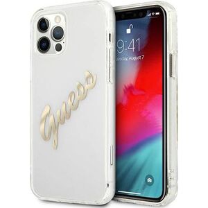Guess Guess GUHCP12MKTRSVGO iPhone 12/12 Pro 6,1" Transparent hardcase Vintage Script Gold