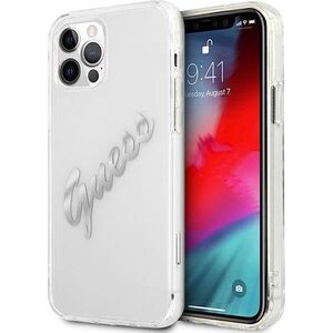 Guess Guess GUHCP12MKTRSVSI iPhone 12/12 Pro 6,1" Transparent hardcase Vintage Script Silver