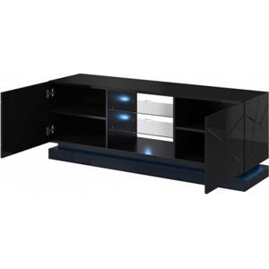 Cama Meble Szafka RTV QIU 160 MDF czarny połysk/czarny połysk