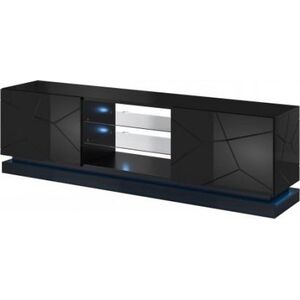 Cama Meble Szafka RTV QIU 200 MDF czarny połysk/czarny połysk