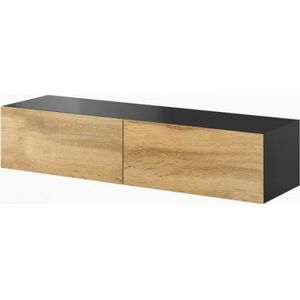 Cama Meble Szafka RTV VIGO '140' 30/140/40 czarny/dąb wotan
