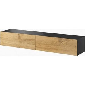 Cama Meble Szafka RTV VIGO '180' 30/180/40 czarny/dąb wotan