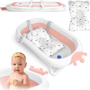 Ricokids Wanienka dla niemowląt z poduszką biało-różowa (RK-280)