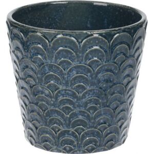 KMTP Doniczka osłonka porcelanowa w kolorze granatowym 17x17x15,8cm