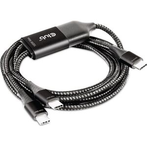 Adapter AV Club 3D Kabel do ładowania Club3D USB typu C, kabel do ładowania Y do 2x USB typu C maks. 100 W, 1,83 m / 6 stóp M / M