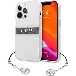 Guess Etui Guess GUHCP13LKB4GGR Apple iPhone 13 Pro Transparent hardcase 4G Grey Strap Charm
