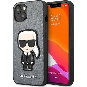 Karl Lagerfeld Karl Lagerfeld KLHCP13SOKPGiPhone 13 mini 5,4" srebrny/silver hardcase Saffiano Ikonik Karl`s Patch