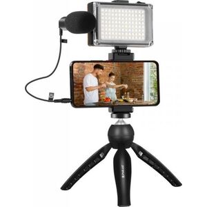 Statyw Puluz Puluz Zestaw do nagrywania live statyw + lampa LED + mikrofon + klamra na telefon PKT3132B