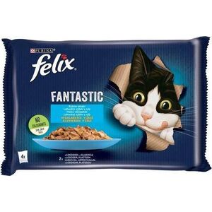 Nestle FELIX sasz.4x85g FANTASTIC RYBNE SMAKI ŁOSOŚ Z GŁADZICĄ w galaretce /12