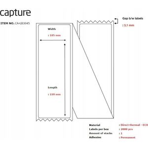 Capture Label 105x220, Core Fanfold