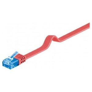 Goobay CAT 6A Płaska Kabel połączeniowy,U/UTP, Czerwony - Długość kabla 3 m