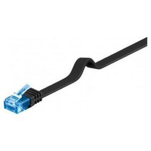 CAT 6A Płaska Kabel połączeniowy,U/UTP, Czarny - Długość kabla 0.5 m