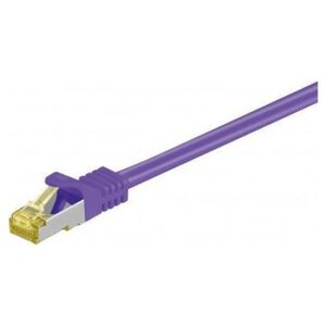 Goobay RJ45 patchkabel, CAT 6A S/FTP (PiMF), 500 MHz z CAT 7 kable surowym, Fioletowy - Długość kabla 0.25 m